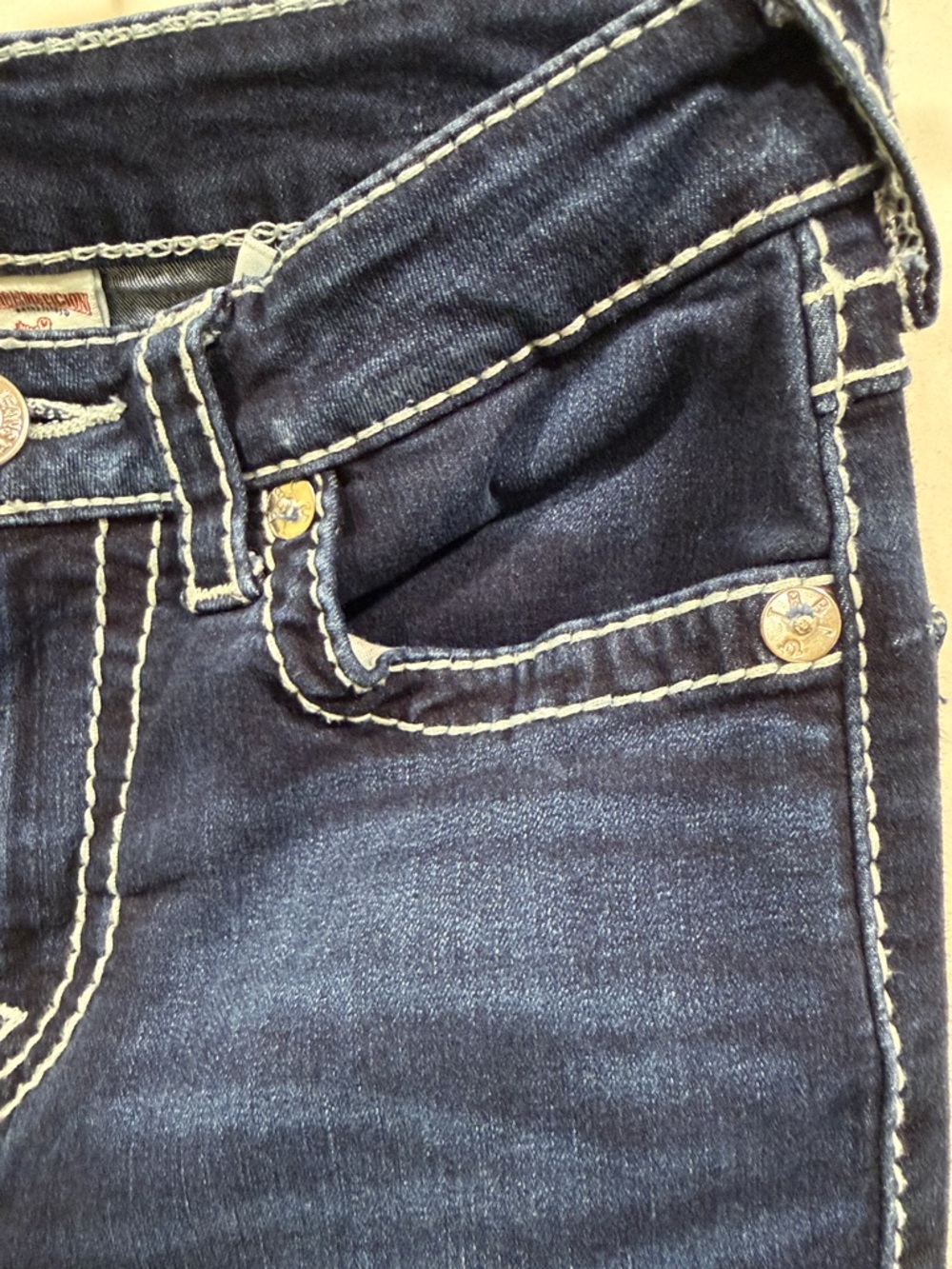 True Religion Halle High Rise Skinny Jeans Dark Wash Flap Pocket Big T 26 - Picture 10 of 16